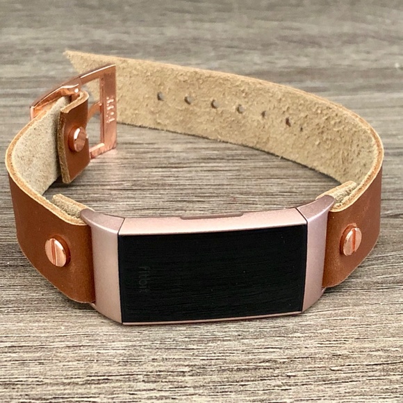 Bronze Brown RoseGold Fitbit Charge 4 Leather Band - Picture 8 of 8